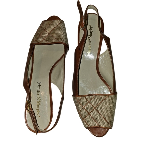 Johnson & Murphy VTG Peep Toe Sling Back 60s All Leather Italy 8.5 - Picture 7 of 8